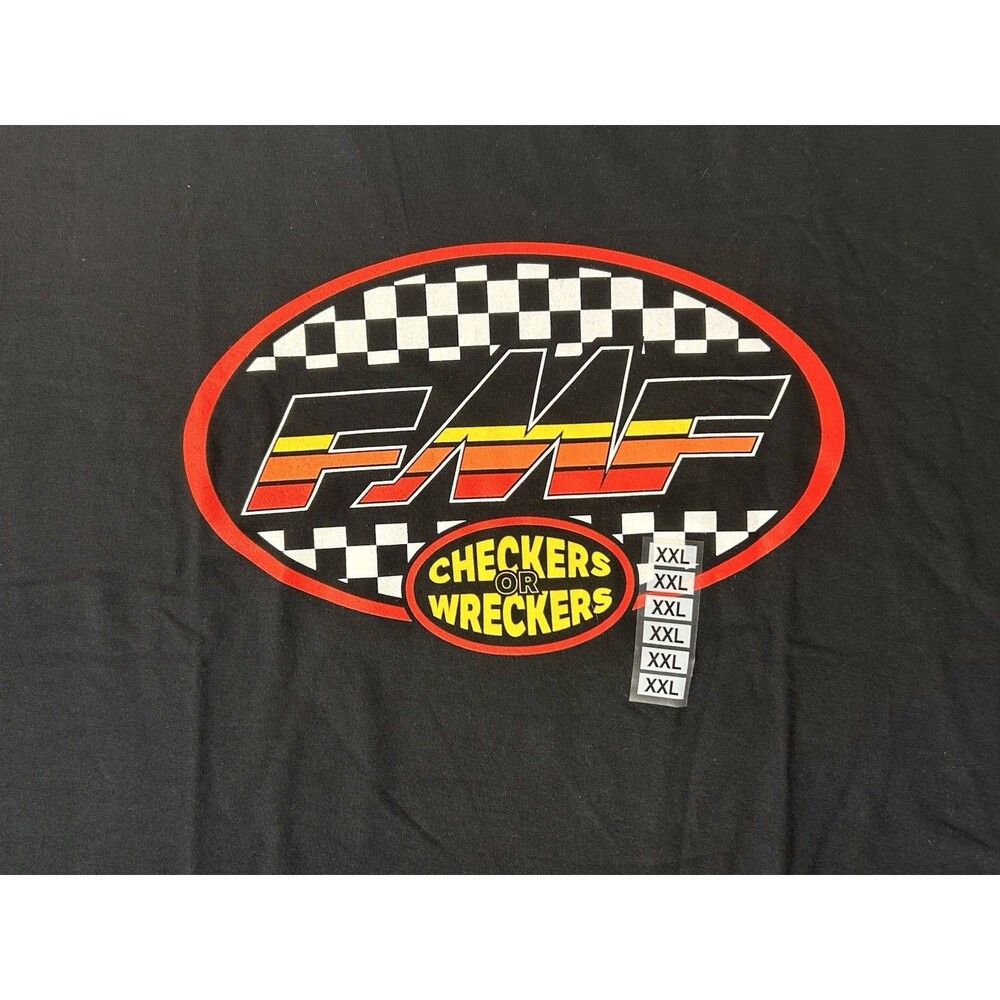 NWT XXL FMF Racing CHECKERS Or WRECKERS BLACK MOTORCYCLE t shirt